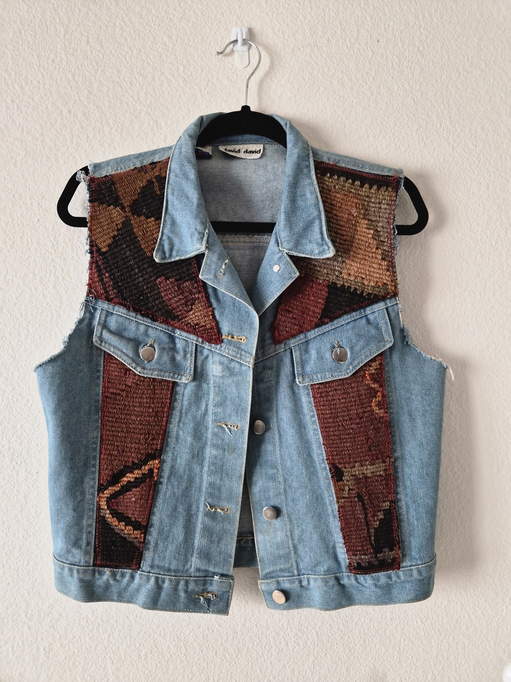 Rare Vintage David David Womens Handmade Southwestern Denim Vest